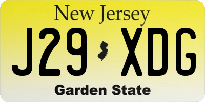 NJ license plate J29XDG