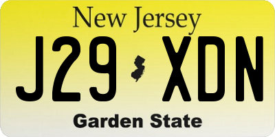 NJ license plate J29XDN