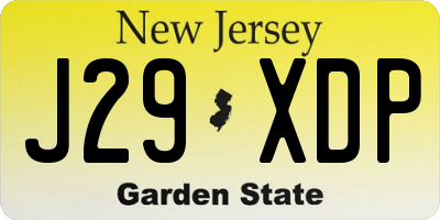 NJ license plate J29XDP