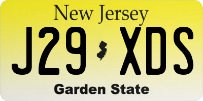 NJ license plate J29XDS