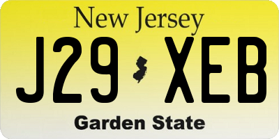NJ license plate J29XEB