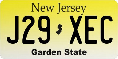 NJ license plate J29XEC