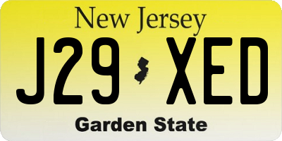 NJ license plate J29XED