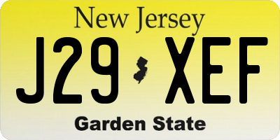 NJ license plate J29XEF