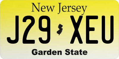 NJ license plate J29XEU