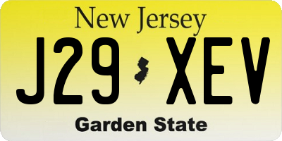 NJ license plate J29XEV