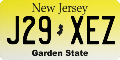 NJ license plate J29XEZ