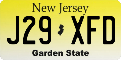 NJ license plate J29XFD