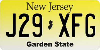 NJ license plate J29XFG