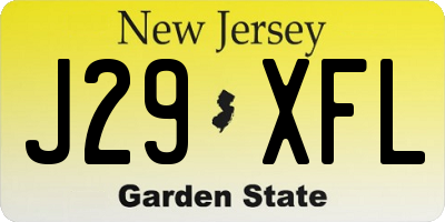 NJ license plate J29XFL