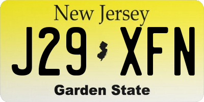 NJ license plate J29XFN