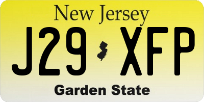 NJ license plate J29XFP