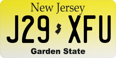 NJ license plate J29XFU
