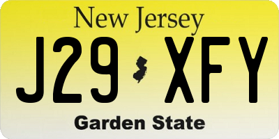 NJ license plate J29XFY