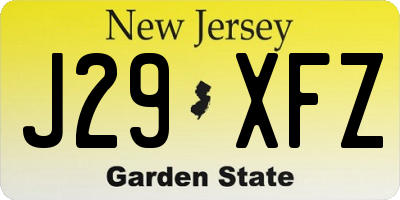 NJ license plate J29XFZ