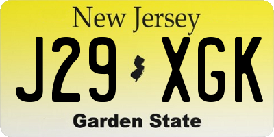 NJ license plate J29XGK