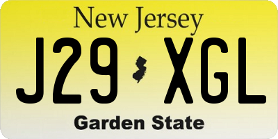 NJ license plate J29XGL