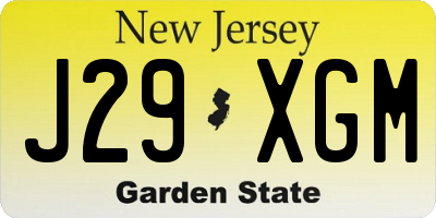 NJ license plate J29XGM