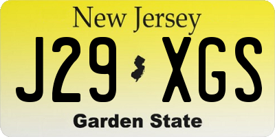 NJ license plate J29XGS