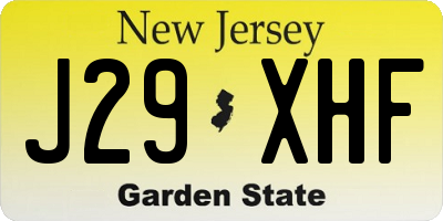 NJ license plate J29XHF