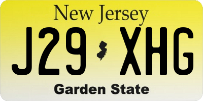 NJ license plate J29XHG