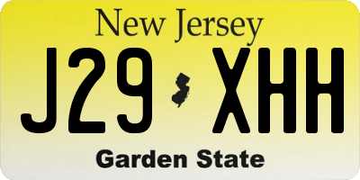 NJ license plate J29XHH