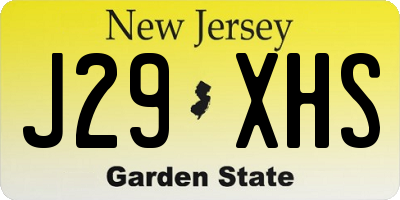 NJ license plate J29XHS