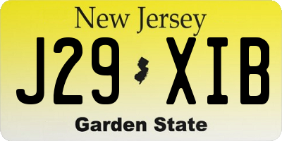 NJ license plate J29XIB
