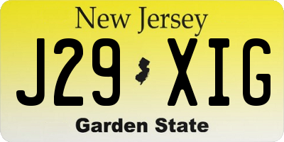 NJ license plate J29XIG
