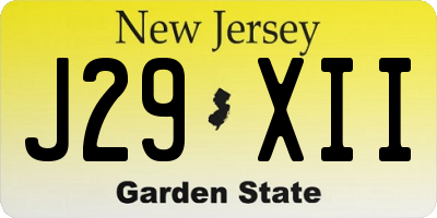 NJ license plate J29XII