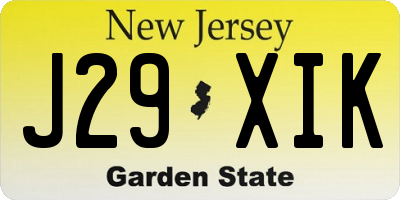 NJ license plate J29XIK