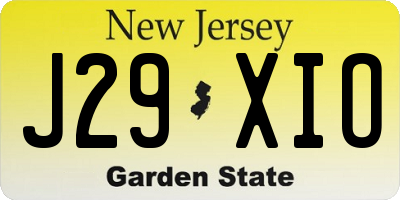 NJ license plate J29XIO