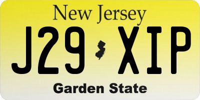 NJ license plate J29XIP