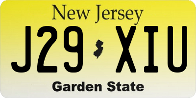 NJ license plate J29XIU