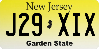 NJ license plate J29XIX