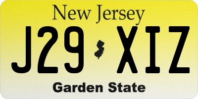 NJ license plate J29XIZ