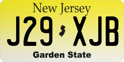 NJ license plate J29XJB