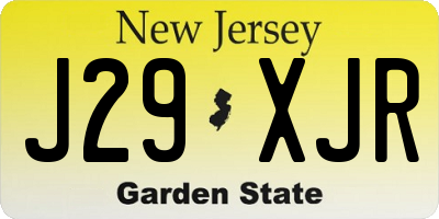 NJ license plate J29XJR