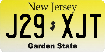 NJ license plate J29XJT