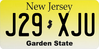 NJ license plate J29XJU
