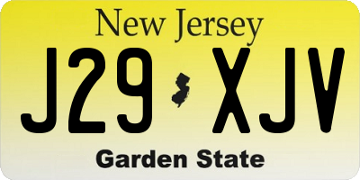 NJ license plate J29XJV