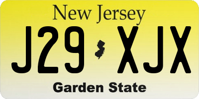 NJ license plate J29XJX