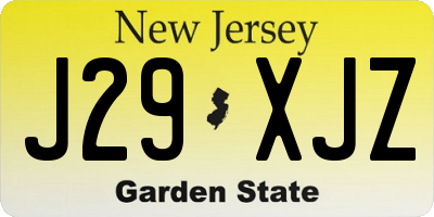 NJ license plate J29XJZ