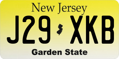 NJ license plate J29XKB