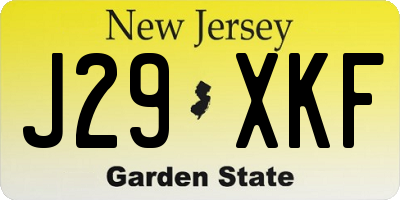 NJ license plate J29XKF