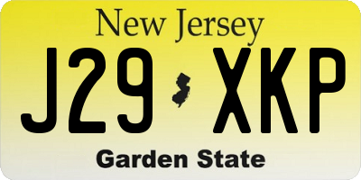 NJ license plate J29XKP