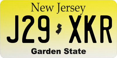 NJ license plate J29XKR