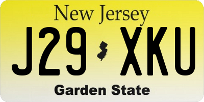 NJ license plate J29XKU