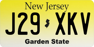 NJ license plate J29XKV