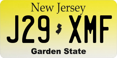 NJ license plate J29XMF